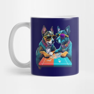 Two Cool Dogs Playing A Card Game Mug